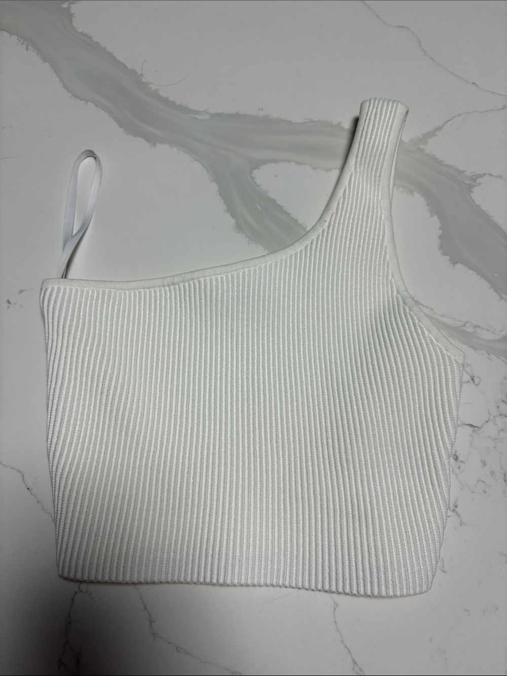 Babaton One-Shoulder Ribbed Crop Tank - White